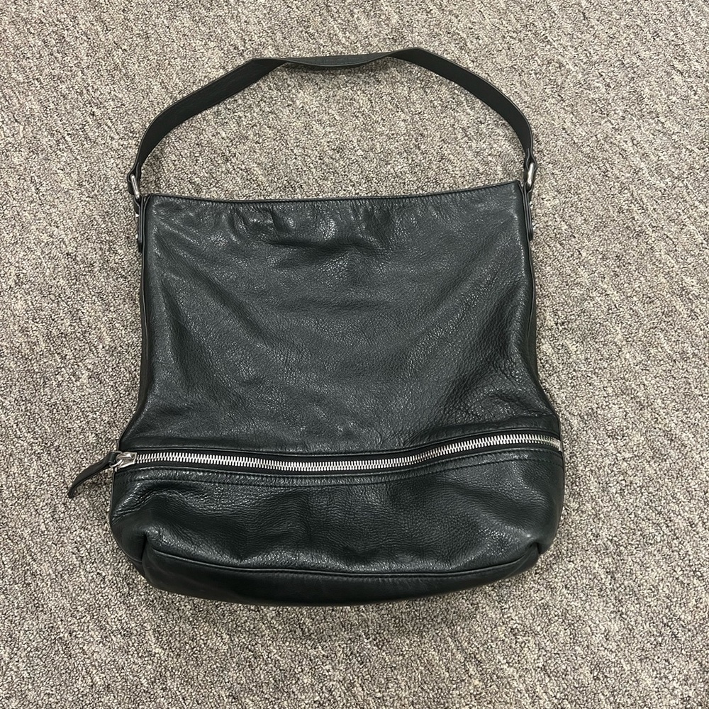 Margot black leather shoulder bag with silver hardware